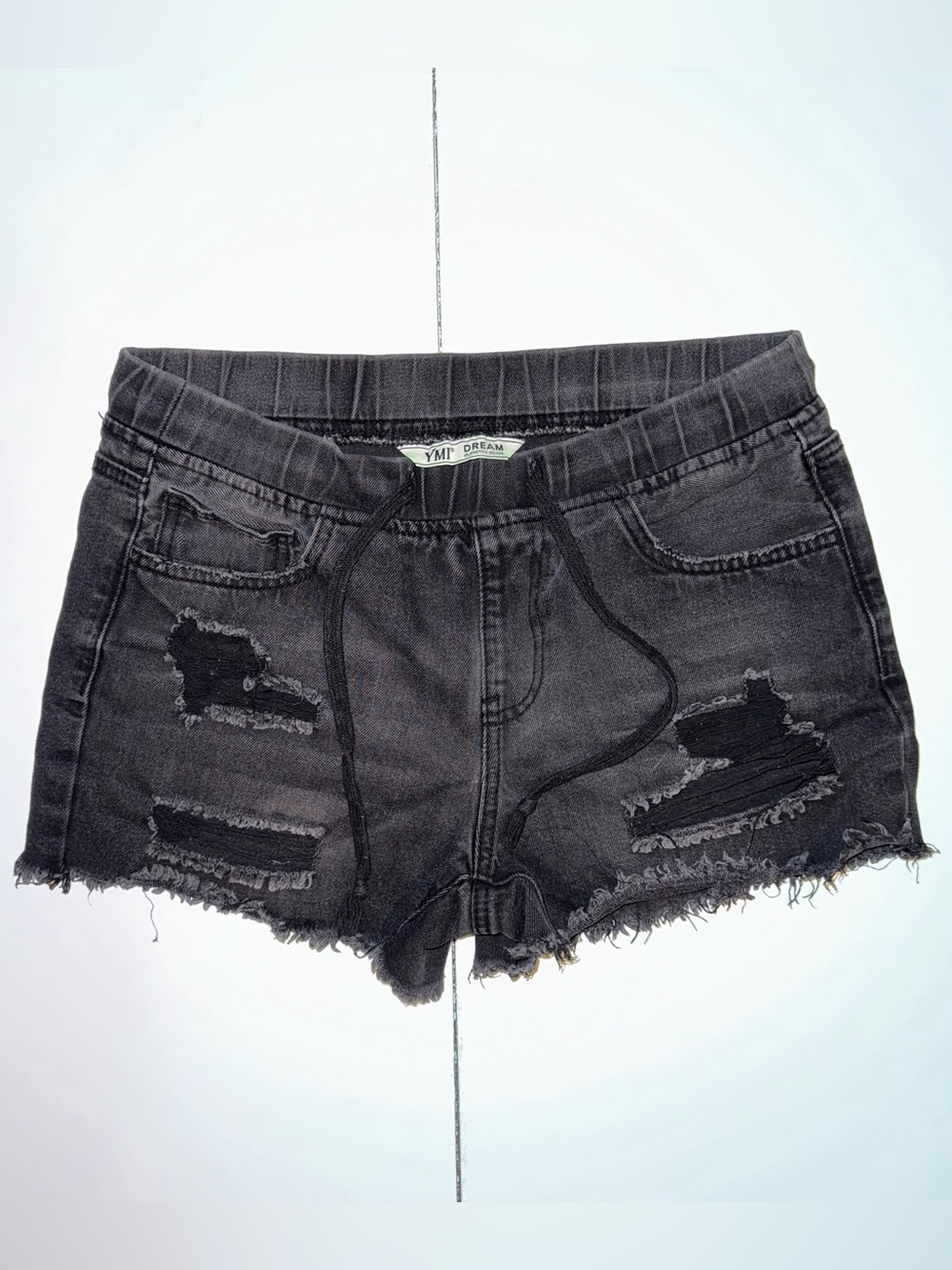 YMI Dream Black Distressed Denim Shorts